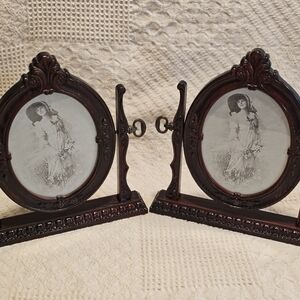 Vtg 1989 Ornate Victorian Style Oval Swivel Picture Frames By Albert E Price Inc